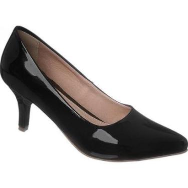 Imagem de Sapato Scarpans Femininos Preto Salto Medio Bico Fino Preto-Feminino