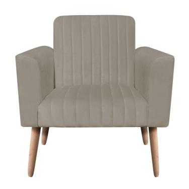 Imagem de Poltrona Viena Gomada Suede Marrom Rato Pés Palito Natural D`rossi