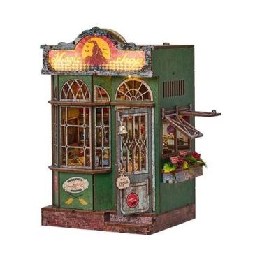 Imagem de Estante De Livros Miniatura De Madeira Para Casa De Bonecas Com Luz, K