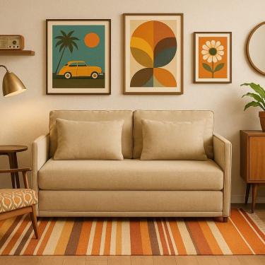 Imagem de Sofá-cama Casal 152cmx90cm Linho Charlie Bege