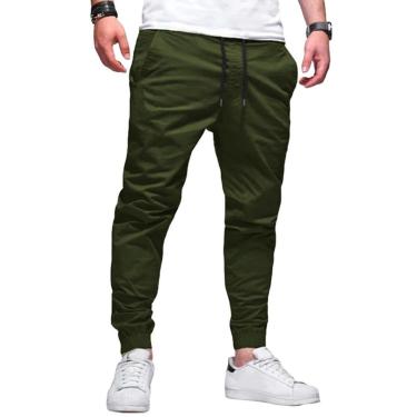 Imagem de Calça Plus Size Sarja Jogger Masculina Skinny Com Punho S01plusn-Off White-G3-Masculino