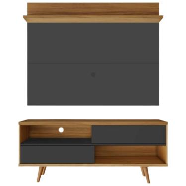 Imagem de Bancada Retrô com Painel para TV de até 50 Polegadas Notável Preto / Freijó Trend