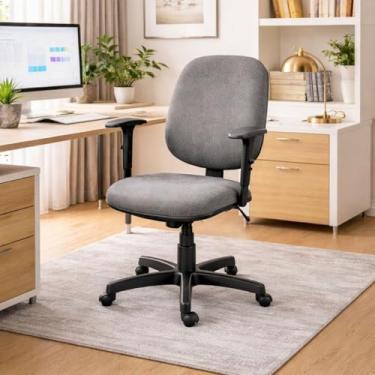 Imagem de Cadeira de Escritório Diretor Giratória Cinza com Relax, Braços Reguláveis, Encosto Reclinável e Espuma Injetada - Home Gourmet