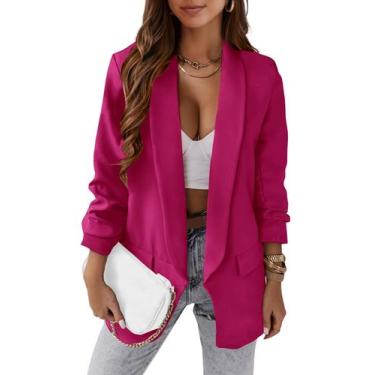 Imagem de Blazer PRETTYGARDEN Fall para mulheres de manga comprida vermelha S