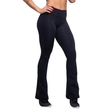 Imagem de Calça Flare Preta Bailarina Boca de Sino Suplex Cintura Alta-Feminino