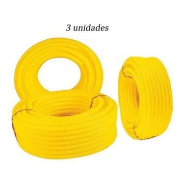 Imagem de Conduíte Corrugado 3-4 25MM para Instalações Elétricas 3 Rolos de 50M Amarelo Higipack