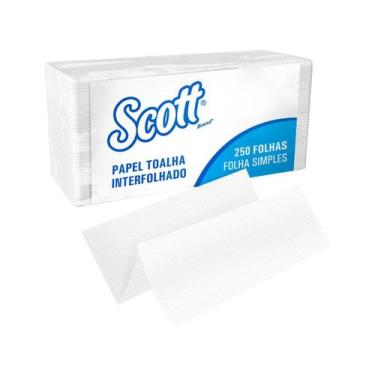 Imagem de Papel Toalha Folha Simples Scott Interfolhado - 250 Folhas