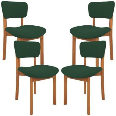 Imagem de Kit 04 Cadeiras Para Sala De Jantar Cozinha Living Estofada Dara L02 Suede Verde Musgo - Lyam Decor