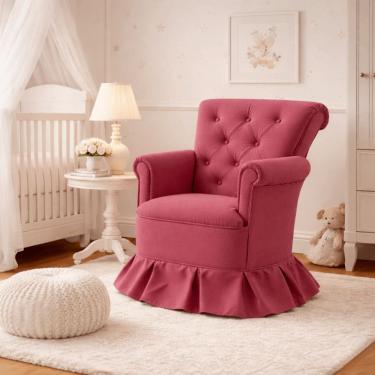 Imagem de Poltrona Amamentação Quarto Bebê Confortável Descanso Sala Leitura Suede Rose
