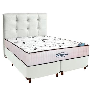 Imagem de Cama Box Com Colchão Queen High Foam Ortobom + Cabeceira Branco