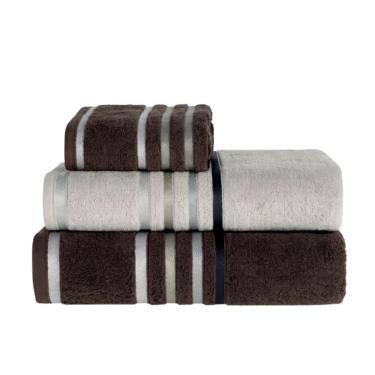 Imagem de Jogo Toalhas de Banho e Banhão 3 peças Lumina Unika Karsten Cinza Claro e Escuro Fio Penteado