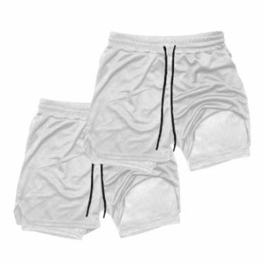 Imagem de Kit 2 Shorts Treino Dry Térmico 2 em 1 com Bolso para Cel. e Porta-Toalha Calção Fitnes...