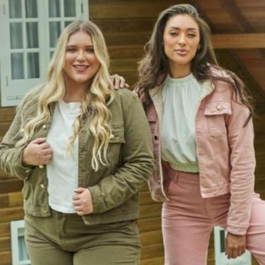 Imagem de Jaqueta jeans feminina forrada multicolor - Ibssen , Marrom, G