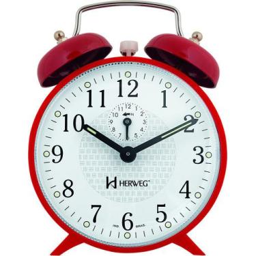 Imagem de Relógio Despertador Mecânico a Cordas 2206 - Herweg, Vermelho
