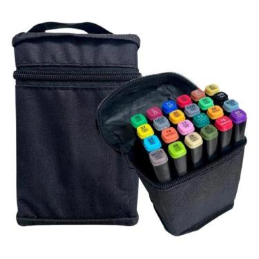 Imagem de Kit Estojo 24 Canetinhas Ponta Desenho, Escolar, Escritório - Touch