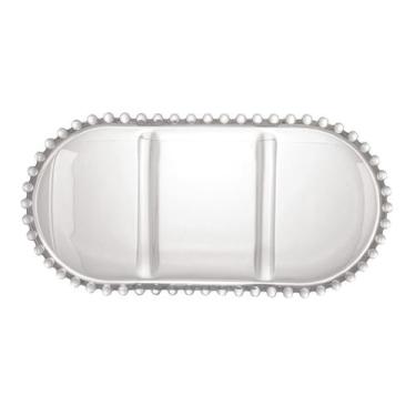 Imagem de Petisqueira de Cristal com 3 Divisões Oval Pearl 30cm - Wolff