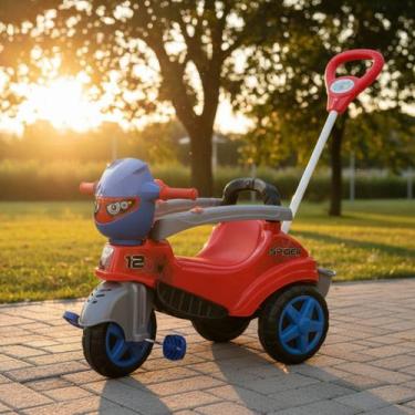 Imagem de Triciclo De Passeio Baby City Spider Com Pedal Buzina Haste Direcionáv