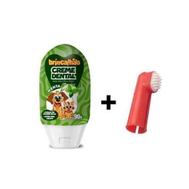 Imagem de kit creme dental e dedeira brincalhão para cães e gato  90g Sabores - 