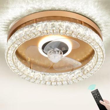 Imagem de Ventilador de Teto FRIXCHUR 48 cm com Luz de Cristal, Controle Remoto 
