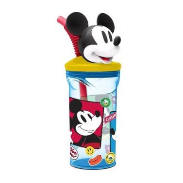 Imagem de Copo Infantil 3D Mickey Mouse Disney Com Tampa e Canudo 360mL - Tuut