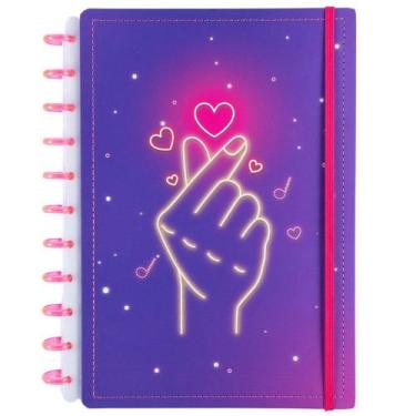 Imagem de Caderno Finger Heart Disco Reposicionável Grande G Capa Dura Disko