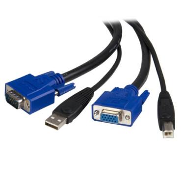 Imagem de StarTech. com cabo universal KVM 2 em 1 - cabo de vídeo/USB - HD-15 (VGA), USB tipo B (M) para USB, HD-15 (VGA) - 4,5 m - SVUSB2N1_15, preto