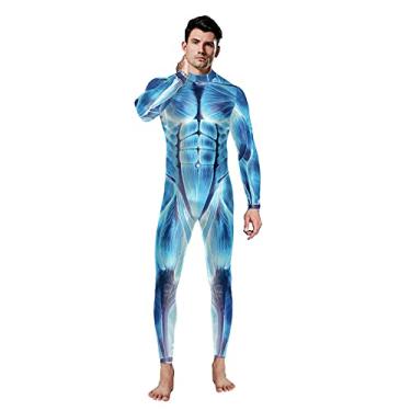 Imagem de Yajun Macacão de cosplay com estampa 3D e manga comprida, body skinny adulto elástico plus size moda Catsuits P (busto: 76 cm)