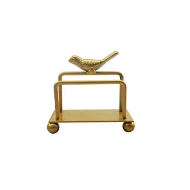 Imagem de Enyuwlcm suporte de cartão de mesa de metal para mesa decorativo cartão de visita suporte para bancada design de pássaro dourado 1 pacote, Dourado