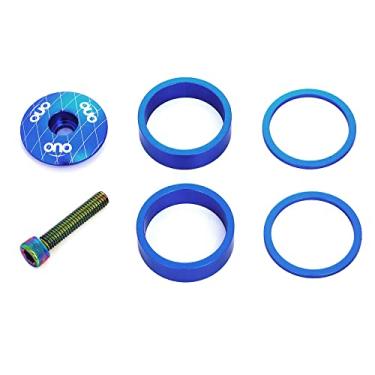 Imagem de BBxunsless Espaçador de fone de ouvido de 3,8 cm com tampa superior, porca de fone de ouvido, conjunto de tampas de haste de bicicleta com parafusos de instalação, espaçadores de 2 mm e 10 mm para haste de 28,6 mm (azul)