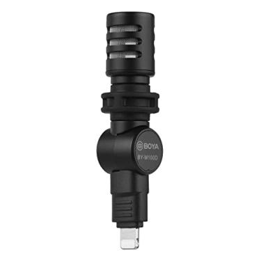 Imagem de lifcasual BY-M100D Mini Microfone iOS Condensador Mic Lightning Conector 180 ° Dobrável Sem necessidade de bateria com para-brisa de espuma Substituição da bolsa de transporte para iPhone/iPad/iPod