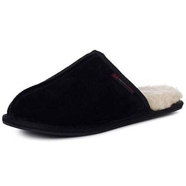 Imagem de Alpine Swiss Halden Pantufas masculinas de camurça genuína com espuma viscoelástica, Preto, 12