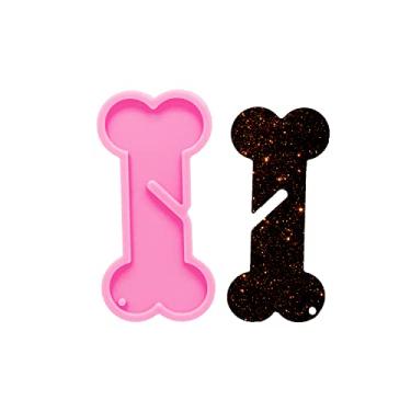 Imagem de Moldes de chaveiro de silicone com ossos de cachorro brilhantes de 10 cm, molde de resina para fazer artesanato com epóxi, molde de bolo de fondant