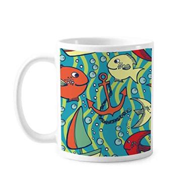 Imagem de Caneca colorida de cerâmica para barco de peixe de navegação cerâmica copo de porcelana para café