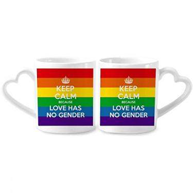 Imagem de Conjunto de canecas de porcelana para casais, lésbicas LGBT gay arco-íris, coração