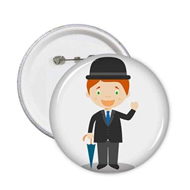 Imagem de Broche de desenho animado Inglaterra Black Gentlemen Emblema de botão Decoração 5 peças