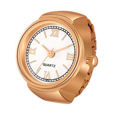 Imagem de Lancardo Relógio de anel 1 a 3 peças para mulheres e homens, relógio analógico de quartzo, algarismos romanos, mostrador elástico, ouro rosa, prata relógio, Ouro-rosa