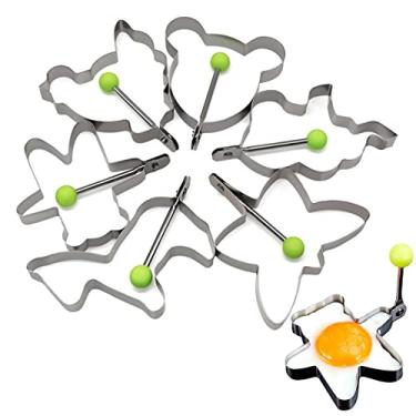 Imagem de pologmase ovo frito | 6 tipos anéis fofos ovo com imagem animal para fritar ovos | panqueca aço inoxidável para fazer ovos poché para fritar ovos e omeletes