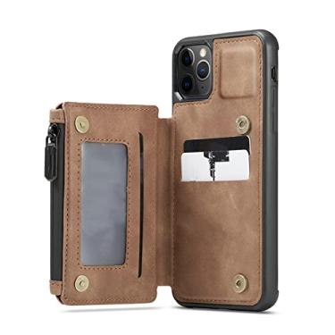 Imagem de Para iphone 14 13 12 11 Pro XS Max XR 7 8 Plus Couro Flip Phone Case Zipper Credit Card Wallet Cover, marrom, para iPhone x xs