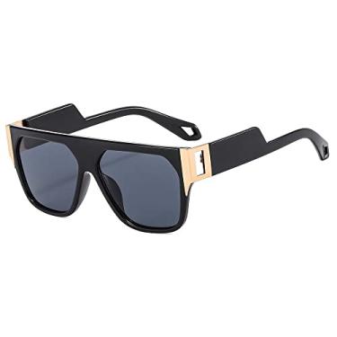 Imagem de Óculos de Sol Quadrado Feminino Metal Rebites Decoração Armação Retangular Sombras Óculos de Sol Masculino UV400, C1, Tamanho Único
