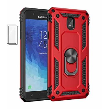 Imagem de Capa para Samsung Galaxy J7 (2018) Capinha com protetor de tela de vidro temperado [2 Pack], Case para telefone de proteção militar com suporte para Samsung Galaxy J7 (2018) (vermelho)