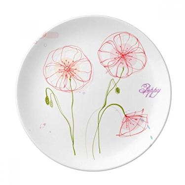 Imagem de Prato de pintura branco com flores e plantas decorativas de porcelana Salver louças de jantar