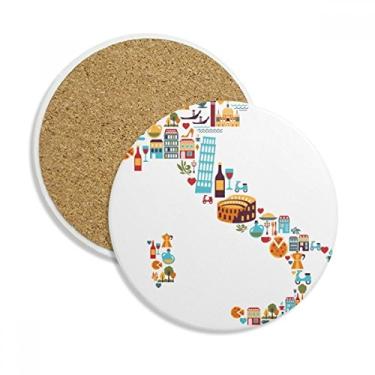 Imagem de Mapa da bandeira nacional da Itália Caneca porta-copos de paisagem personalizada Pedra absorvente de proteção de mesa