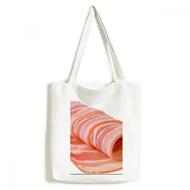 Imagem de Bolsa de lona com textura de carne crua e comida de cordeiro bolsa de compras casual