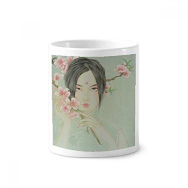 Imagem de Peach Blossom Beauty Chinesa Aquarela Escova de dentes Suporte Caneca, Suporte de Cerâmica