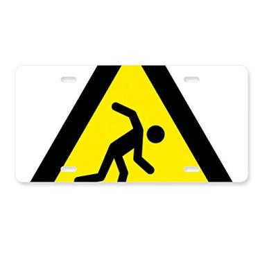 Imagem de DIYthinker Símbolo de aviso amarelo preto triângulo placa de carro decoração de carro acessório de aço inoxidável