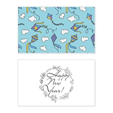 Imagem de Geometria pintada à mão, padrão de pipa, ano novo, festival, cartão de felicitações, mensagem de abençoar presente