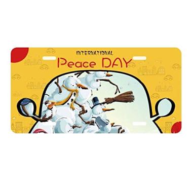 Imagem de DIYthinker Placa de licença de Natal com boneco de neve para decoração de carro, Dia da Paz