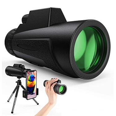 Imagem de Telescópio monocular - Monóculos HD de alta potência 12X50 Mira de bolso impermeável para smartphone para observação de pássaros, acampamento e partida, com suporte e tripé