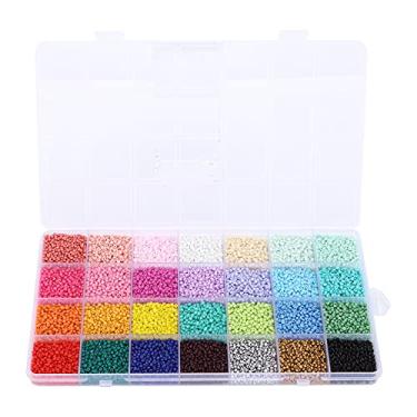 Imagem de 14000 Peças De Miçangas De Vidro De 2 Mm Para Kit De Fabricação De Joias, Kit De Miçangas Pequenas De 28 Cores Para Pulseiras, Colar, Fabricação De Anéis, Faça Você Mesmo, Arte E Artesanato