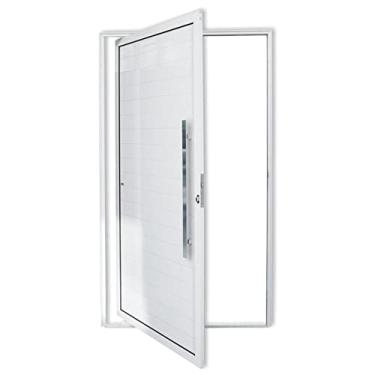 Imagem de Porta de Alumínio Pivotante Lambril 210x120cm com Puxador Super Brimak Branco